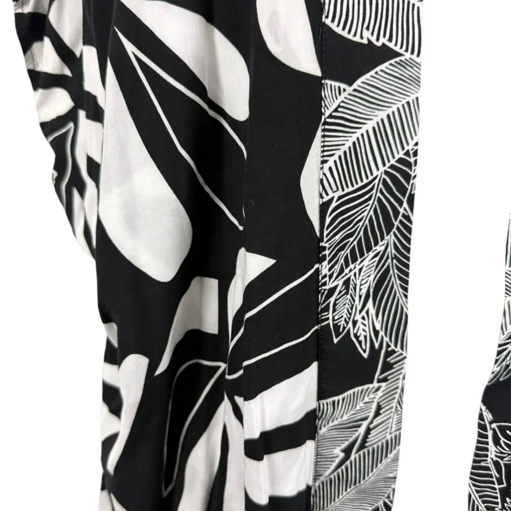 Chicos Printed Boarder Ruana Reversible Womens Open Kimono Jacket Black sz S / M